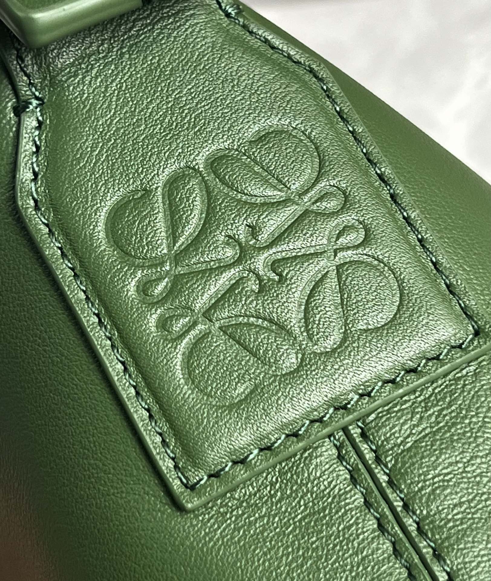 Loewe Small Cubi Crossbody Bag in Supple Smooth Calfskin and Jacquard Hunter Green